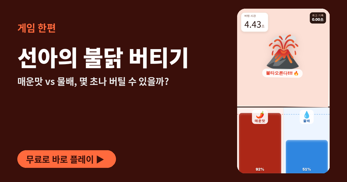 선아의 불닭 버티기 플레이 화면